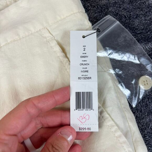 Theory Emery Linen Off-White Wide Leg Pants Pockets Women's 2 Chino NWT - Picture 5 of 10